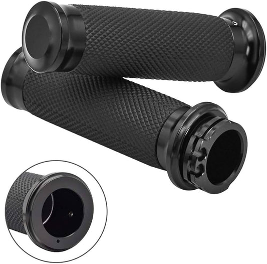 BLACK ALLOY RUBBER GRIPS FOR CABLE THROTTLE HARLEY DAVIDSON
