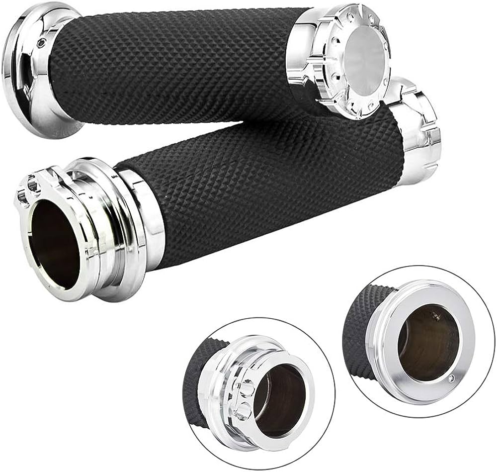 BLACK ALLOY RUBBER GRIPS FOR CABLE THROTTLE HARLEY DAVIDSON