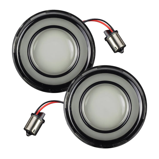 PAIR LED SMOKED POP IN LENS TURN SIGNALS FOR HARLEY DAVIDSON